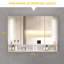 Armoire de salle de bain 39 po x 28 po avec miroir et lumières à DEL - Style moderne, blanc, fixation murale, imperméable, aluminium, plusieurs pouces de rangement, compartiment à plusieurs niveaux