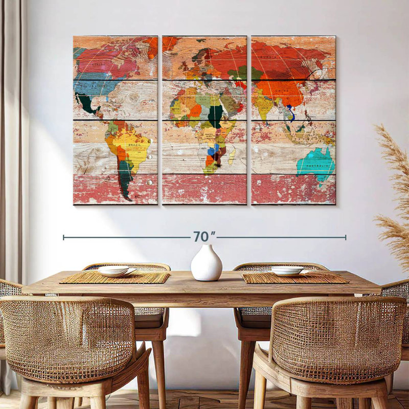 Aliaz Classic World Map Grunge, 42" H x 65" W