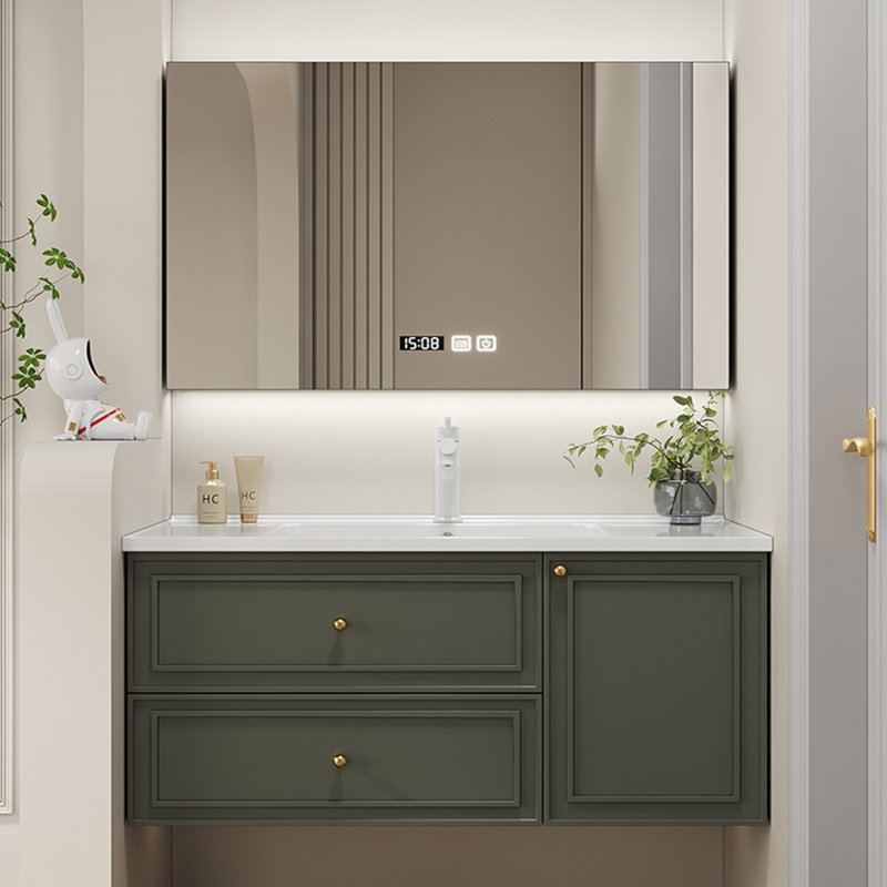 Cream style simple vanitie bathroom cabinet., Dark Olive Green