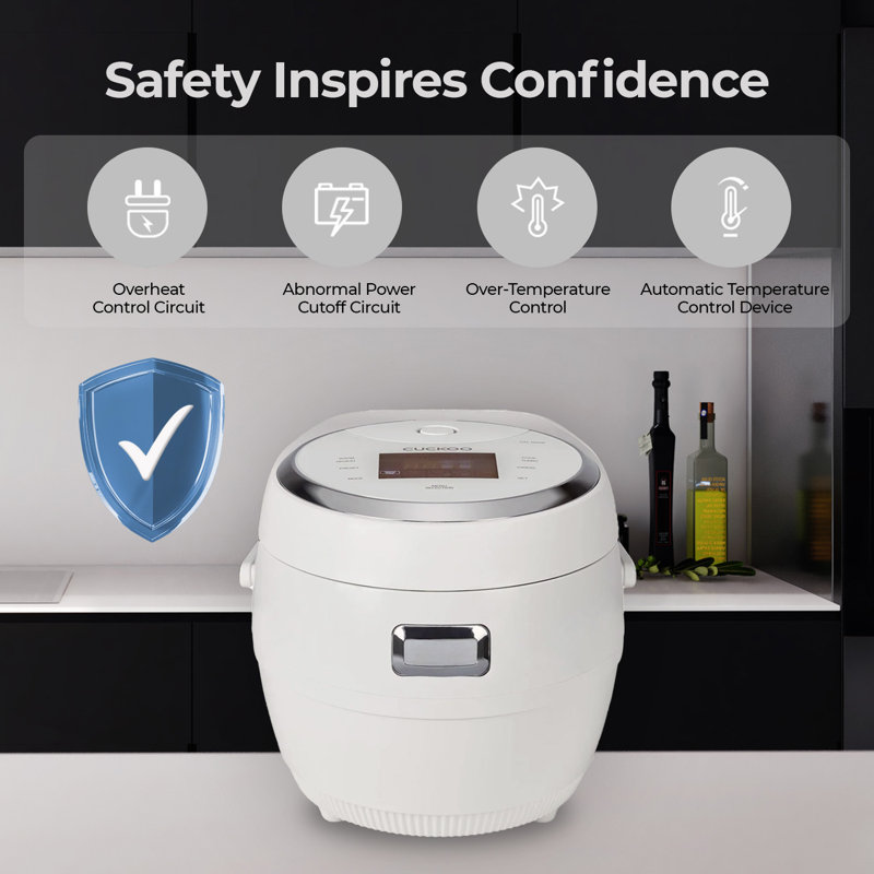 White 10-Cup Electric Stainless Steel Rice Cooker with Non-stick Pot