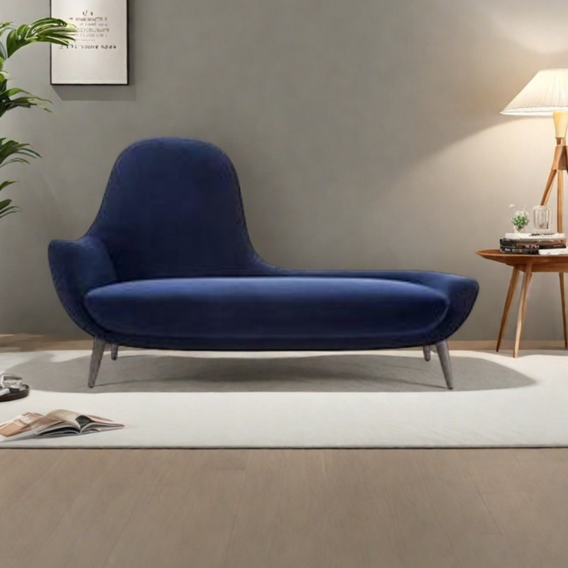 Fauteuil inclinable léger en flanelle de luxe, Marine, Orienté à gauche (vu de face)