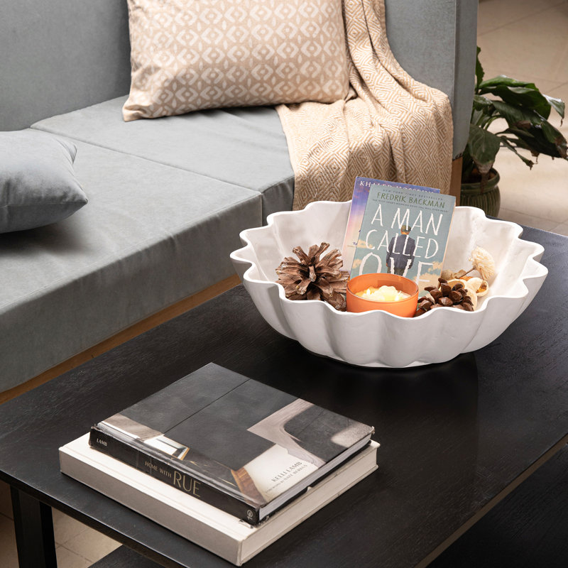 Dune Scalloped Ecomix Decorative Bowl, White