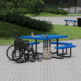 Leisure Craft 46" Square ADA Accessible Outdoor Picnic Table with 3 Bench Seats