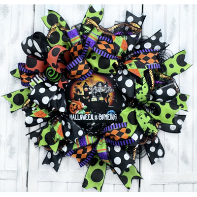 Happy Halloween Pumpkin Head Day Of The Dead Wreath