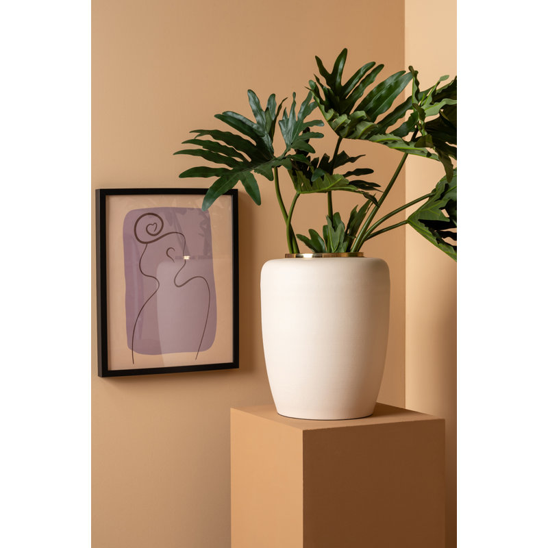 Vase Dex Iron Structured Black, Warm grey, 45cm H x 33cm W x 33cm D