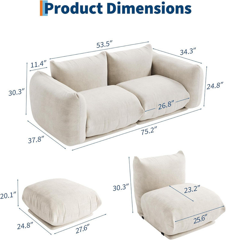 Canapé modulaire Chenille, Beige