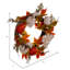 La couronne d'hortensia artificielle orange de 22 po de la collection Holiday Aisle® présente des citrouilles, des feuilles et des hygrangées dans un agencement de couleurs orange et blanc, sur une base de vigne circulaire.