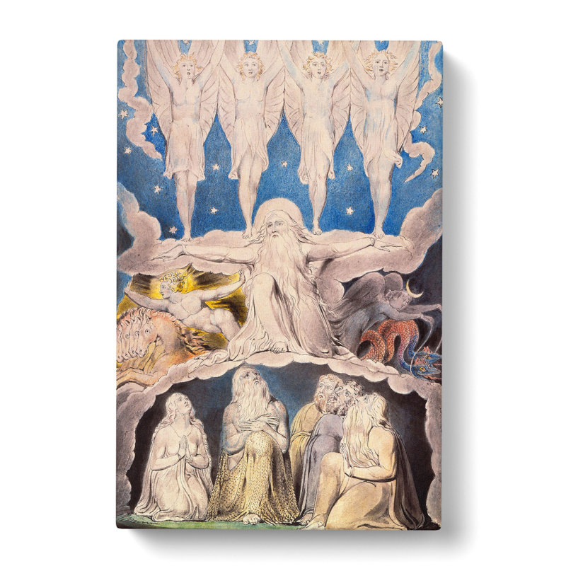 When The Morning Stars Sang Together Butts Set by William Blake - Wrapped Canvas Painting, 60cm H x 40cm W x 3cm D