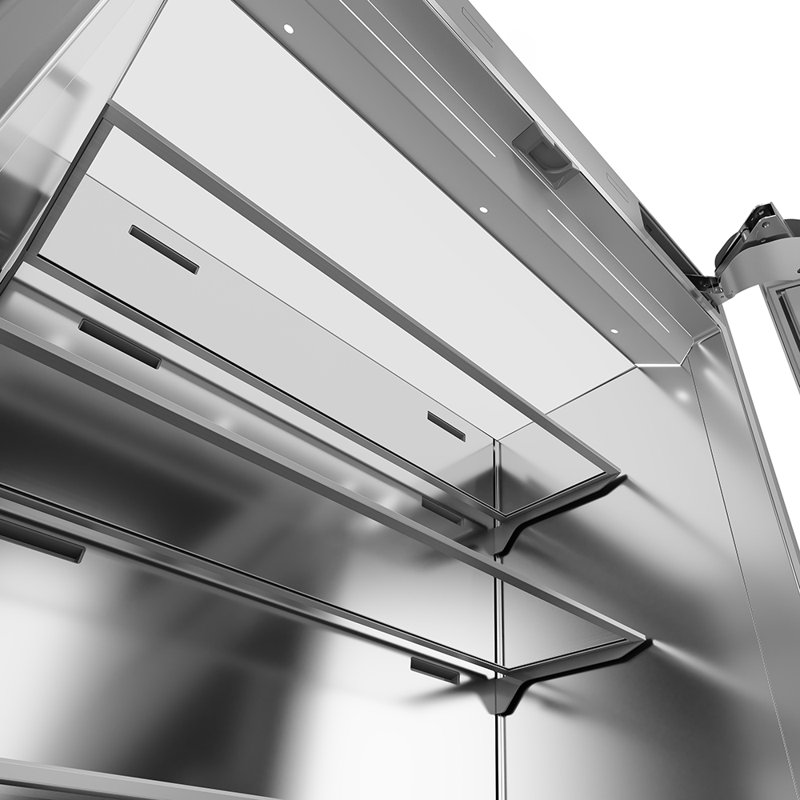 ZLINE Autograph 36 in. Black Steel French Door Fridge w/ Stainless Interior & Bronze Helix Handles, Champagne Bronze