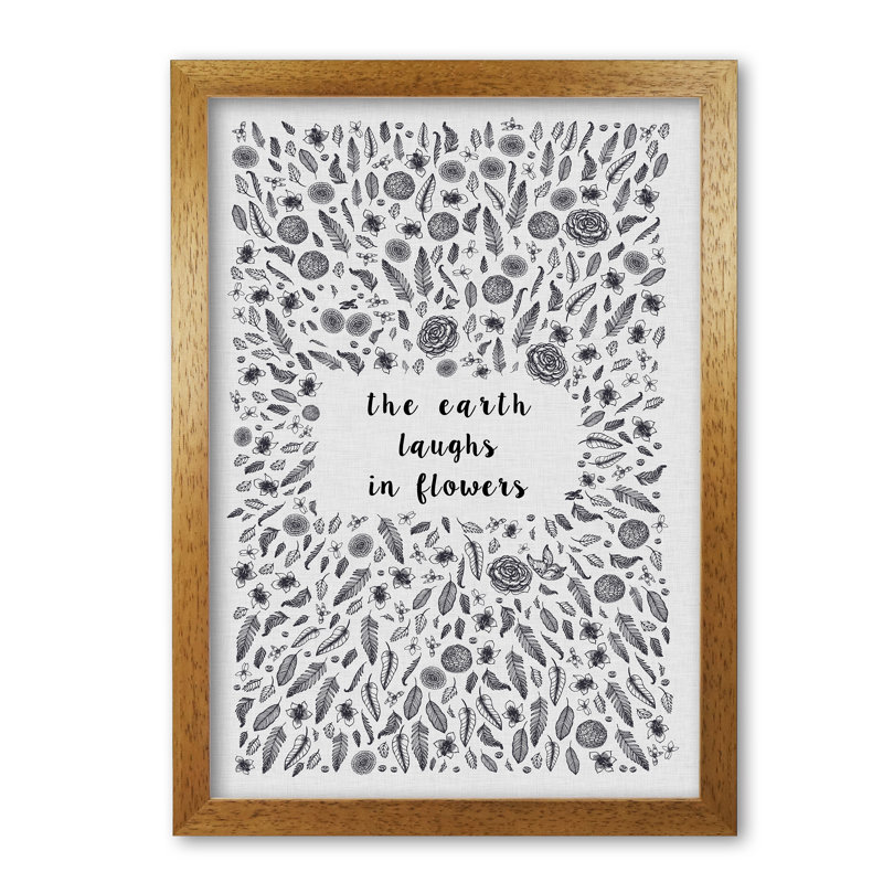 The Earth Laughs In Flowers Shakespeare - Print, Honey Oak Frame, 42 cm H x 30 cm W x 5 cm D