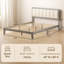 Base de lit de style nordique, base de lit plateforme avec lattes en bois