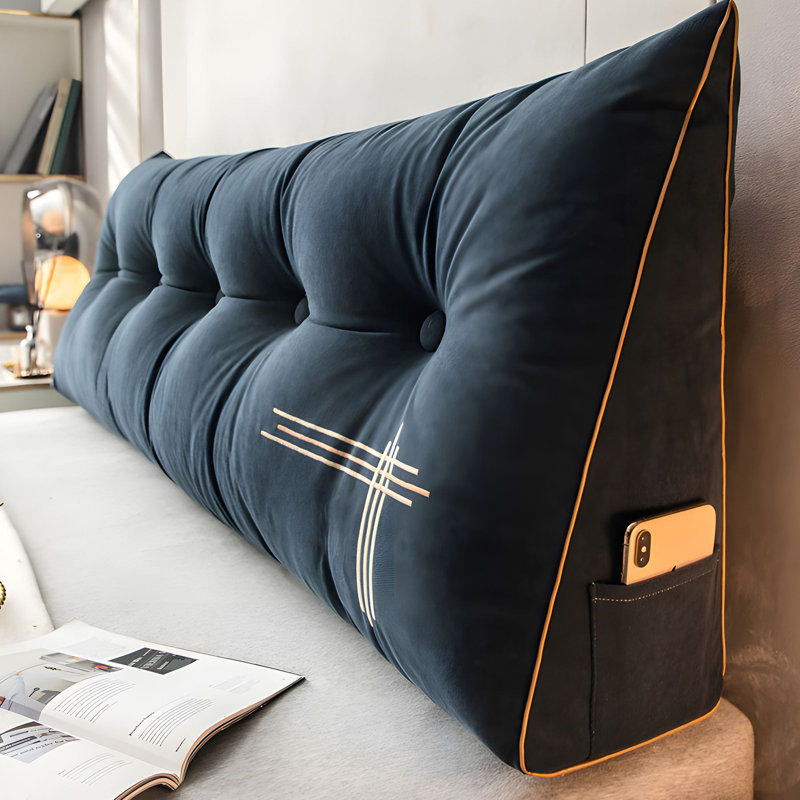 Coussin de tête de lit, H 20 po x l 39 po, Bleu très foncé