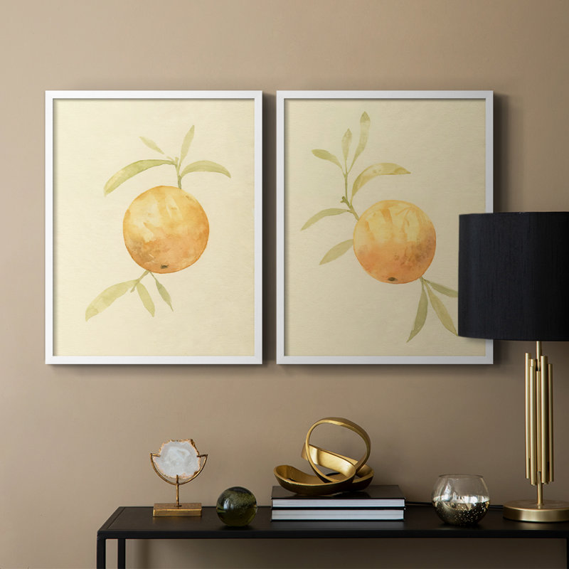 «Dappled Oranges III», reproduction encadrée de qualité supérieure - prête à être accrochée - aucun clou requis - aucun clou requis