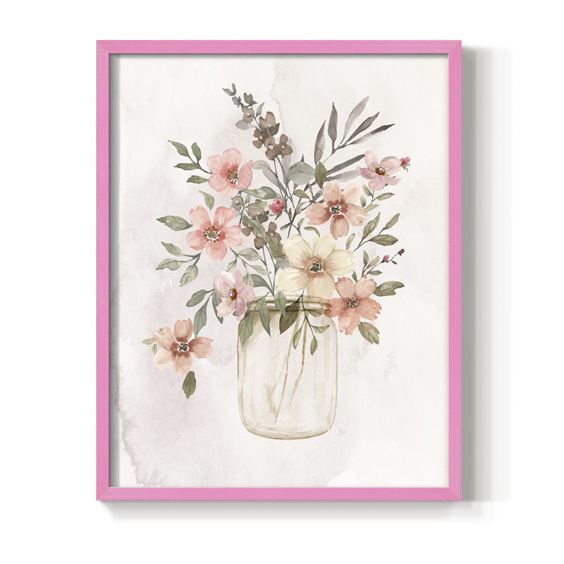 Pêches et crème I, reproduction encadrée - bois massif, H 30 po x l 24 po, Rose