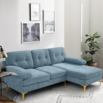 Joseph-Alexander Upholstered Sectional 82.7" Wide Sectional Sofa with Chaise Chenille Fabric White Modular Design for Living Room