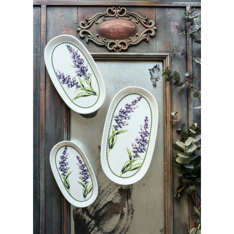 Elegant Lilac Platter Set (2 Pieces), 8.3 x 4.7 x 0.8 inches | 100% Ceramic, Dishwasher Safe | Perfect for Serving Appetizers & Desserts, Stylish and Functional Design for Entertaining Guests