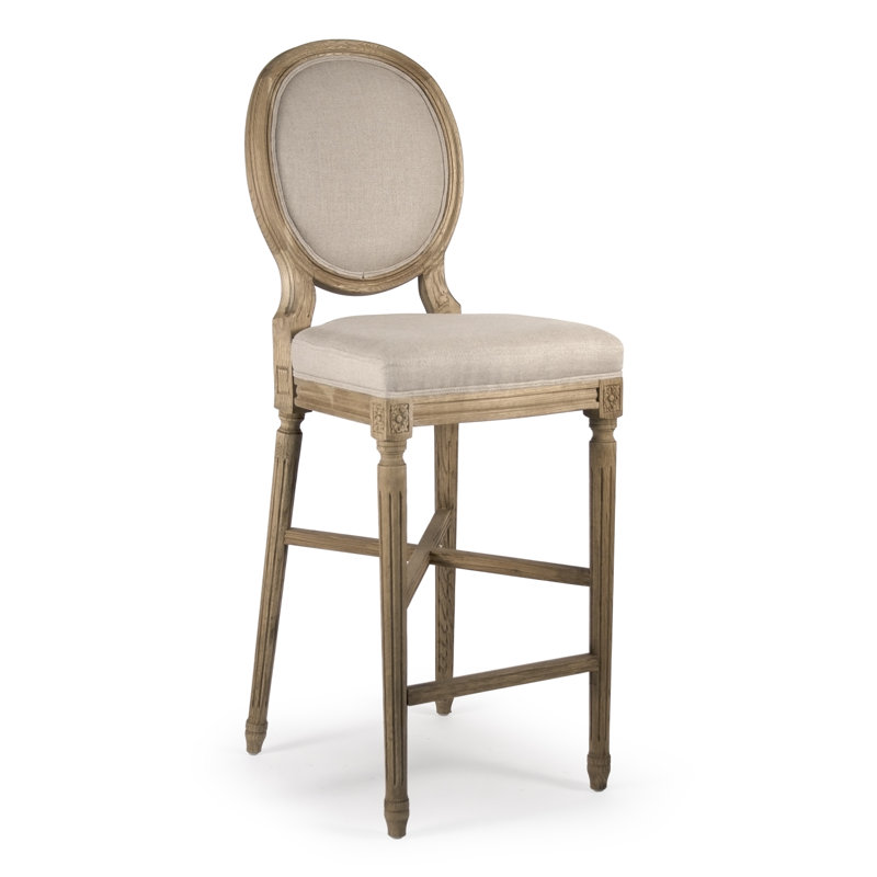 Medallion Upholstered Stool, Natural