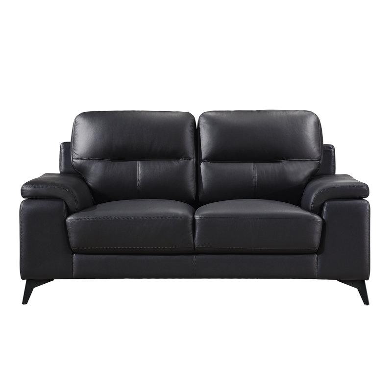 Causeuse, similicuir et similicuir noir, 66.75" W