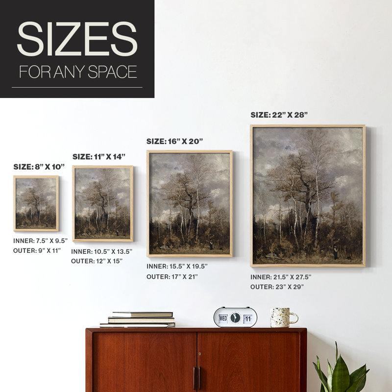 «Vintage Landscape CLII», reproduction encadrée - bois massif, Naturel, H 30 po x l 24 po