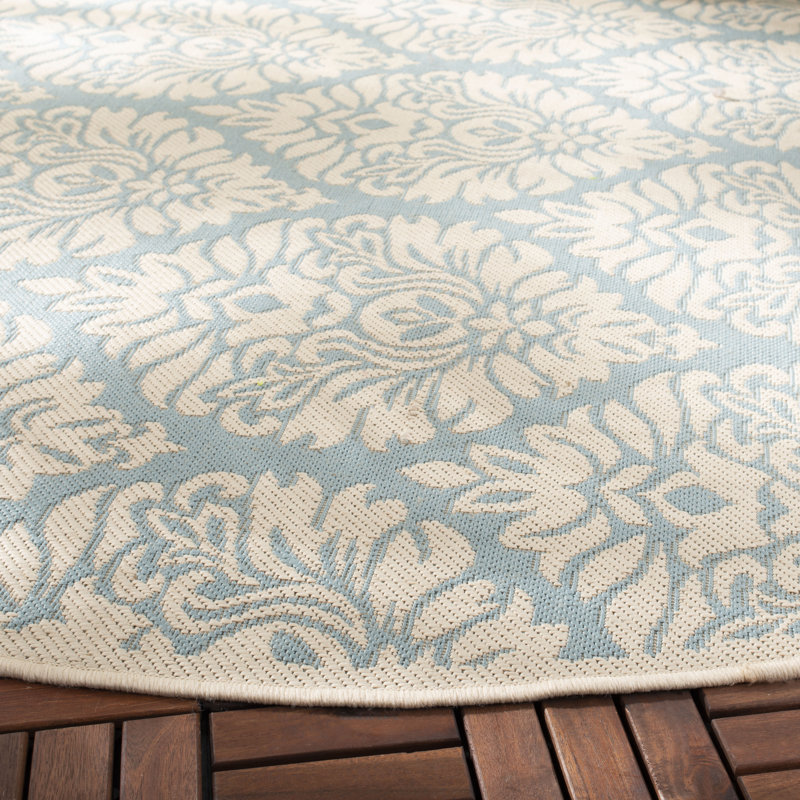 Frankee Performance Damask Indoor/Outdoor Area Rug, Round 6'7"