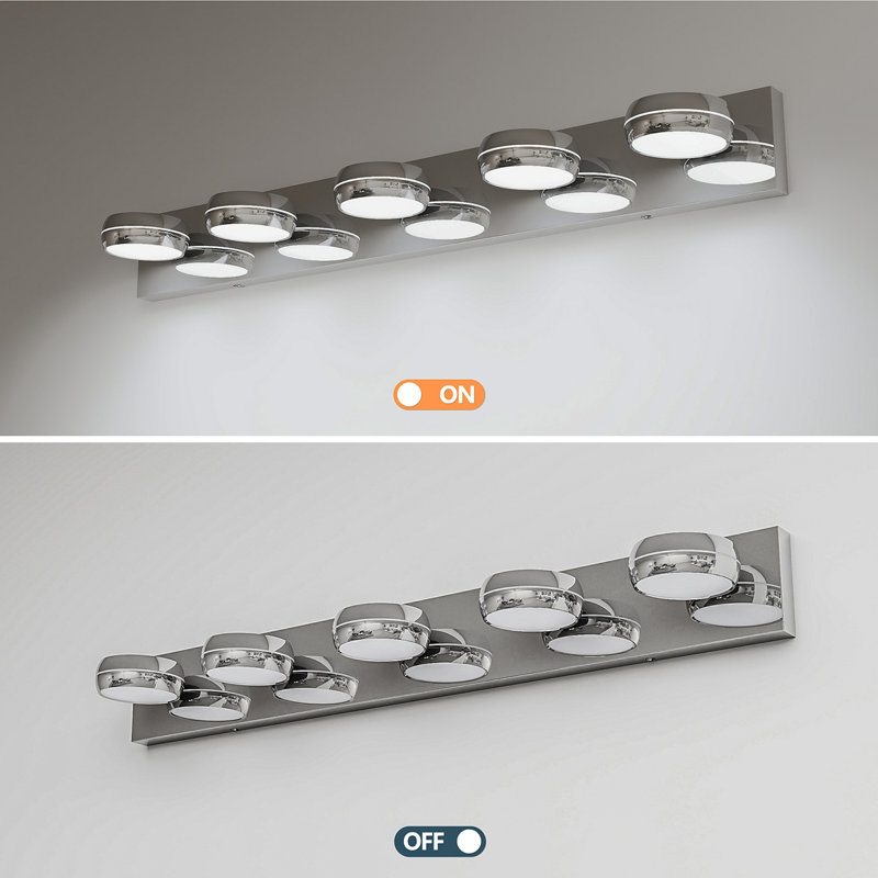 Éclairage pour meuble-lavabo à DEL 35 po Luminaire pour salle de bain sur miroir 5 lumières DEL pour salle de bain Miroir moderne de 18 W pour salle de bain