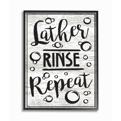 «Lather Rinse Répétition typographie avec bulles», impression