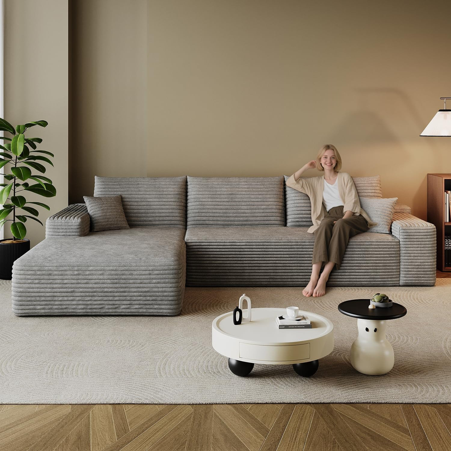 Latitude Run® 107.7" Boneless Sectional Couch Modern Modular L - Shape ...