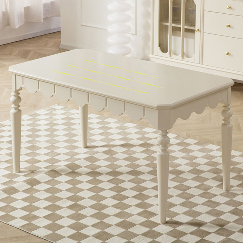 Modern White Rectangular Solid Wood Dining Table, 29.53"H x 55.12"L x 31.5"W