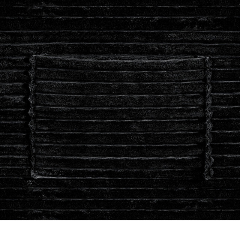 Méridienne droite de 95 cm (37,5 po) avec tissu moelleux et porte-gobelet, canapé compressible sans assemblage pour salon, noir