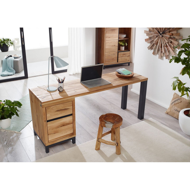 Villanders Solid Wood Writing Desk, Natural, 76cm H x 150cm W x 55cm D