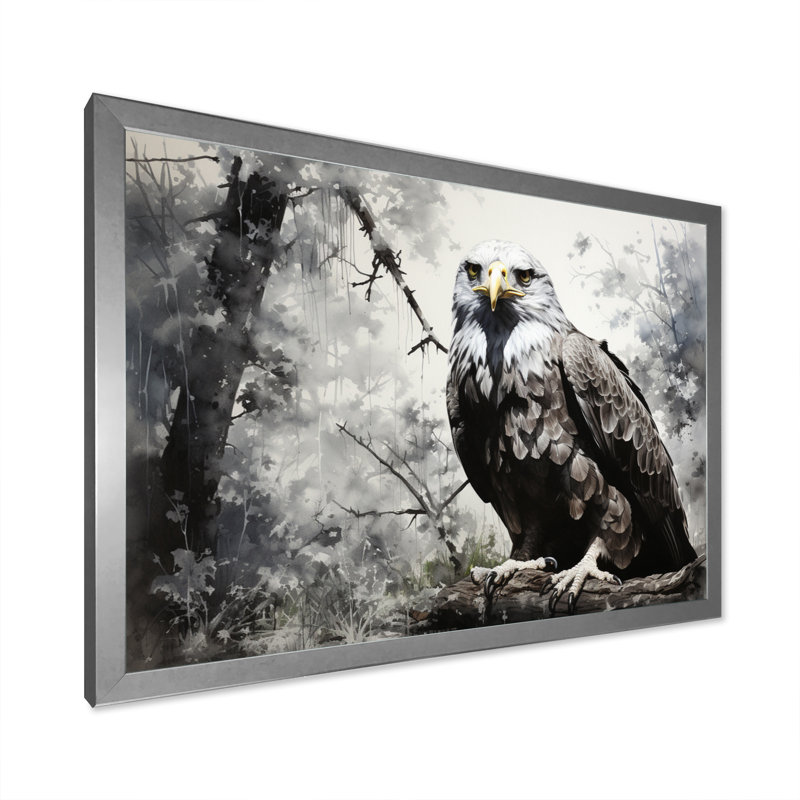 «Grey Eagle Shadows Of Serenity», reproduction d'art sur toile, H 40 po x l 30 po x P 1,5 po, Argent