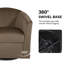 Fauteuil demi-tonneau pivotant rembourré en velours café-1248396660