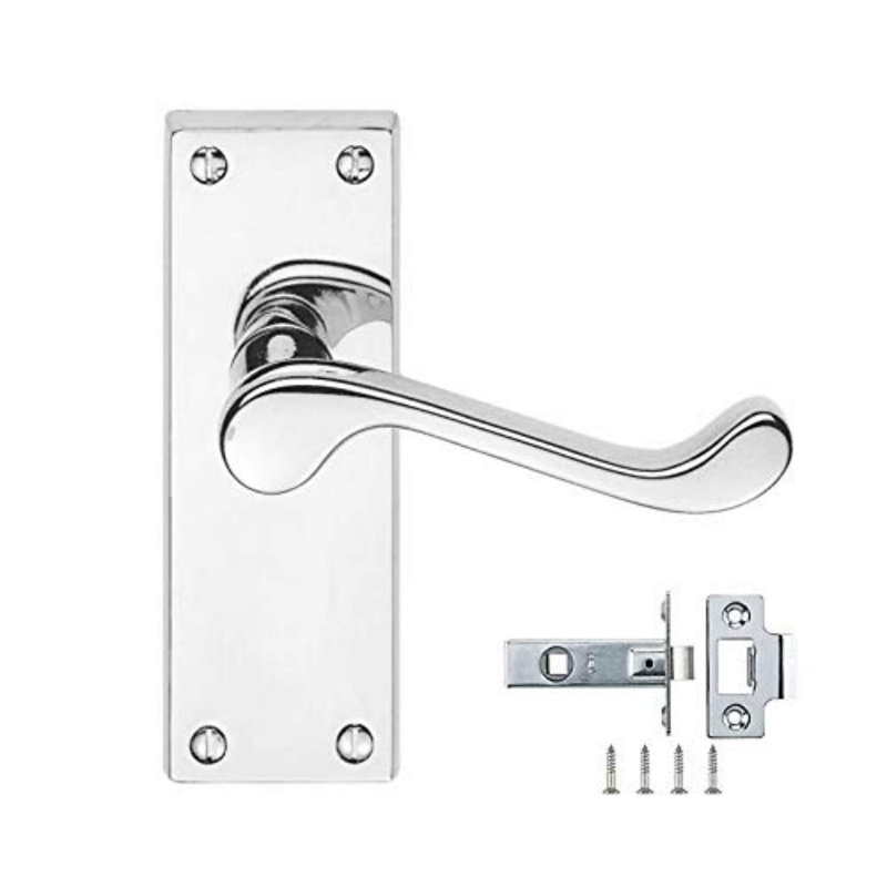 Golden Grace 5 Sets Victorian Scroll Door Handles in Polished Chrome with Latches Pack