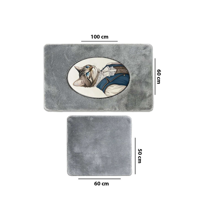 Luxurious Bathmat Set (2 Pieces), Fume Color, 23.6 x 39.4 inches & 19.7 x 23.6 inches | 100% Polyester, Pile Height: 0.24-0.47 inches | Non-Slip Underside, Machine Washable, Stylish & Functional for Any Bathroom