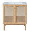 Meuble-lavabo moderne de 30 po avec lavabo, meuble de rangement en bambou naturel avec rotin fait à la main et charnières à fermeture en douceur, 3 couleurs-27906463