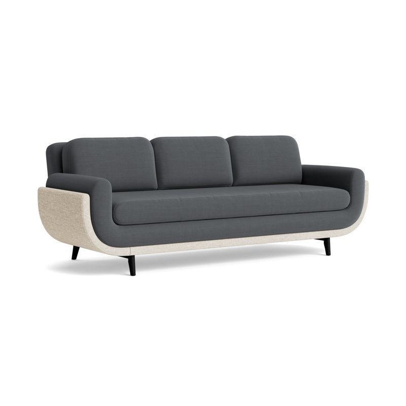 Regatta 90 Sofa, Performance Linen-Charcoal/Textured Weave-Toffee, Black