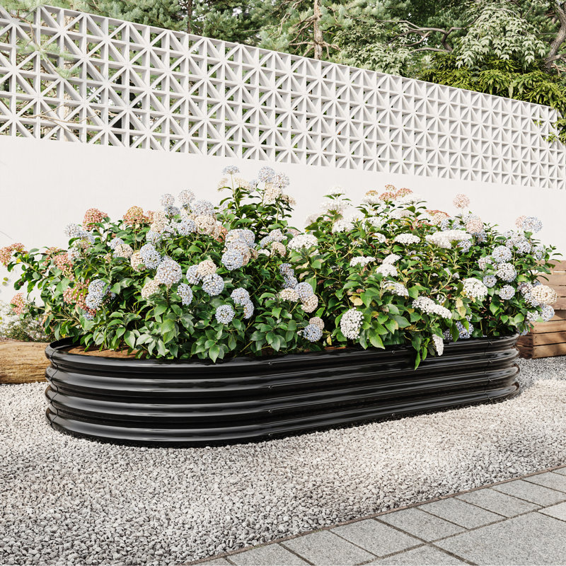 Grand grand pot à fleurs surélevé en métal noir, 88,99 po x 44,09 po x 11,52 po, pour plantes et fleurs, surface rouille, surface de construction stable