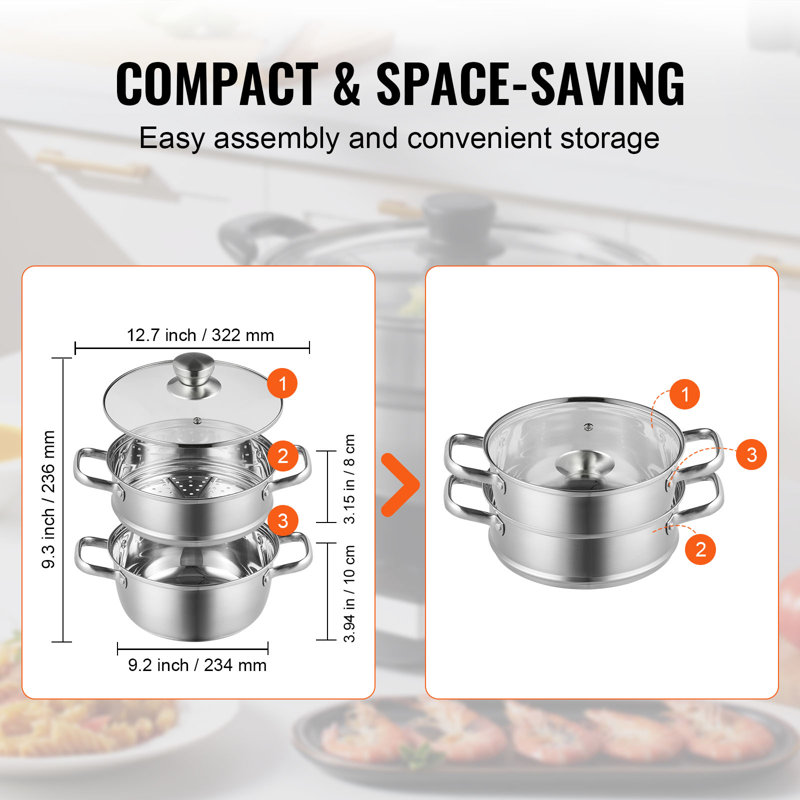 VEVOR Stainless Stee Steamer Pot, 3 Qt.