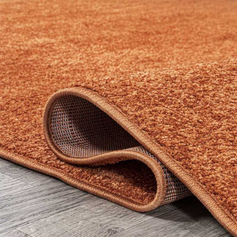 Antto Solid Low-Pile Orange Rug, Rectangle 5' x 8'