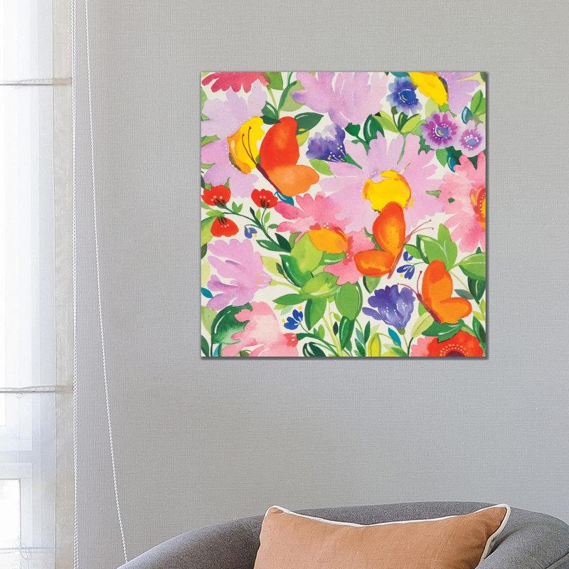 Butterflies And Echinacea by Kim Parker - Wrapped Canvas Print, 66.04 cm H x 66.04 cm W x 1.91 cm D