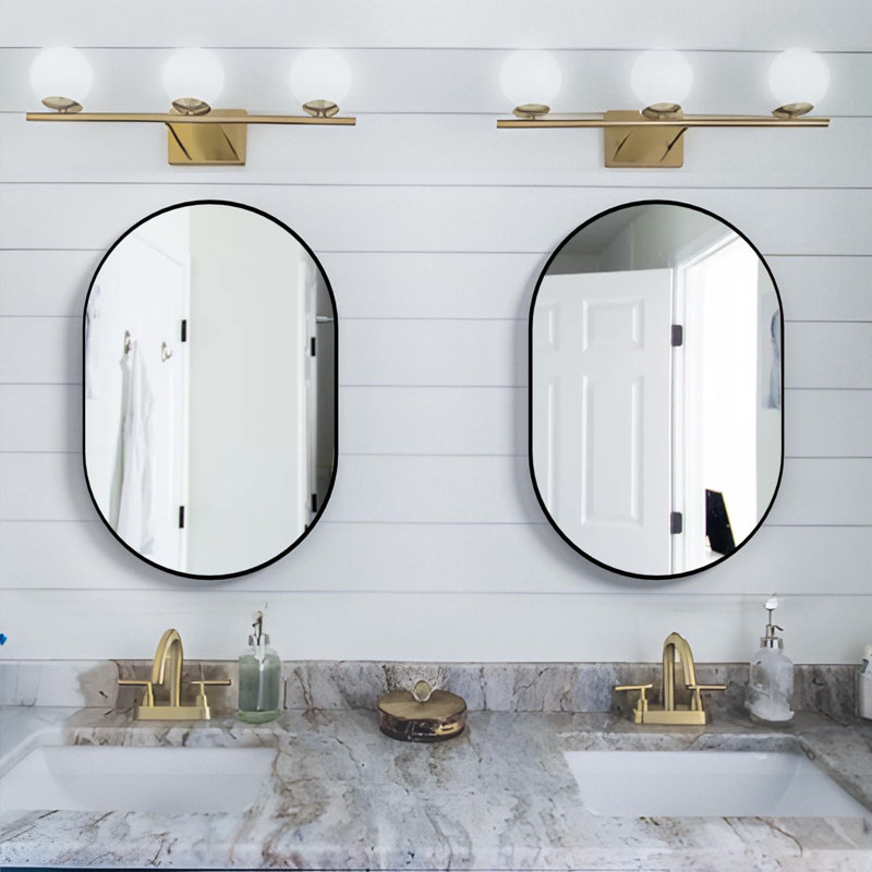 Rathana Metal Oval Mirror, Black