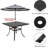 Emma Square Metal Outdoor Dining Table With Umbrella Hole , 37'' in. W 37'' in. D