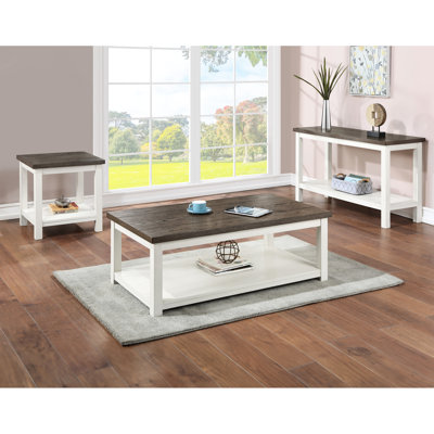 Style avec table basse rectangulaire, brun et blanc