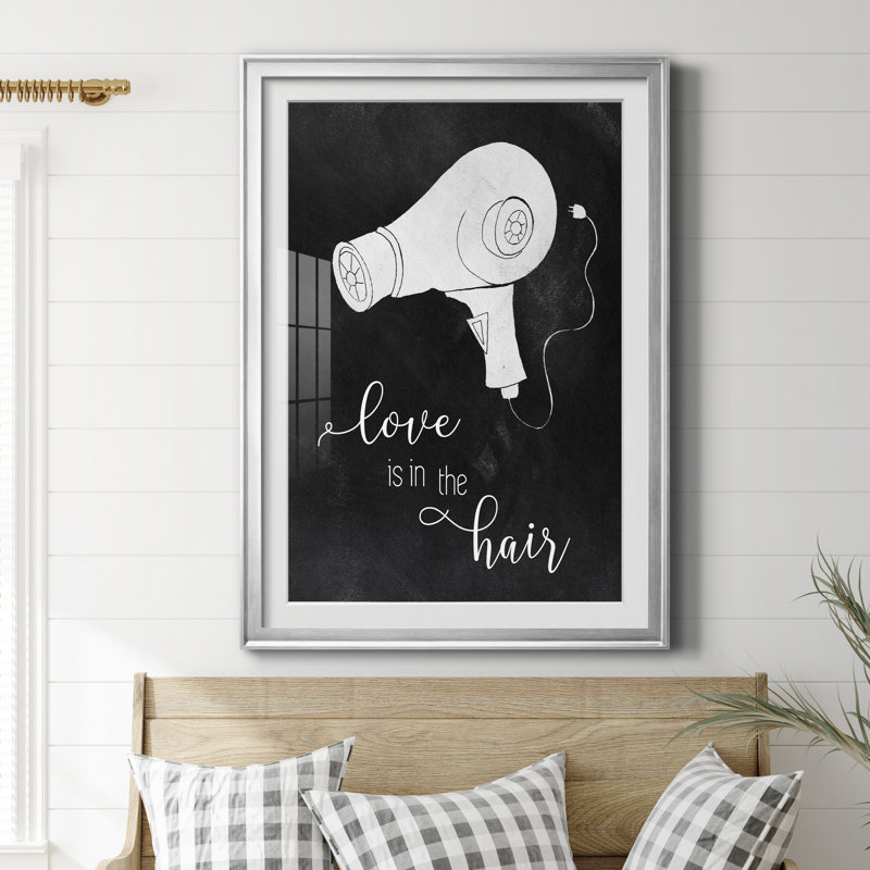 «Love the cheveux» - Reproduction d'art textuel sur papier encadré, Papier argenté, H 30,5 po x l 42,5 po x P 1,5 po