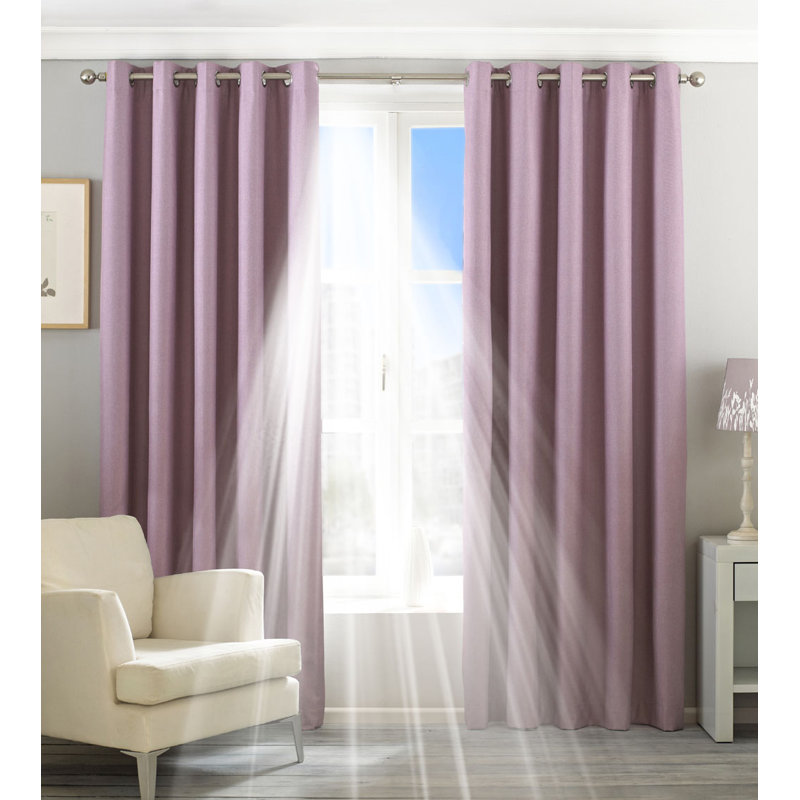 Eyelet Blackout Thermal Curtain, Width 229 x Drop 229 cm, Mauve Purple