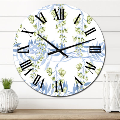 Horloge murale à motif de fleurs jaunes sur une branche de glycine