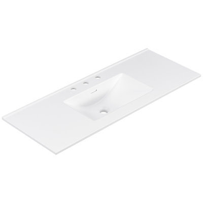 Ensemble de toilette double vasque en résine de 122 cm (48 po), 122 x 45,5 x 18 cm (48 x 17,9 x 7,09 po), résine, monobloc, comptoir de toilette, blanc, deux lavabos rectangulaires pour faciliter les routines du matin partagées