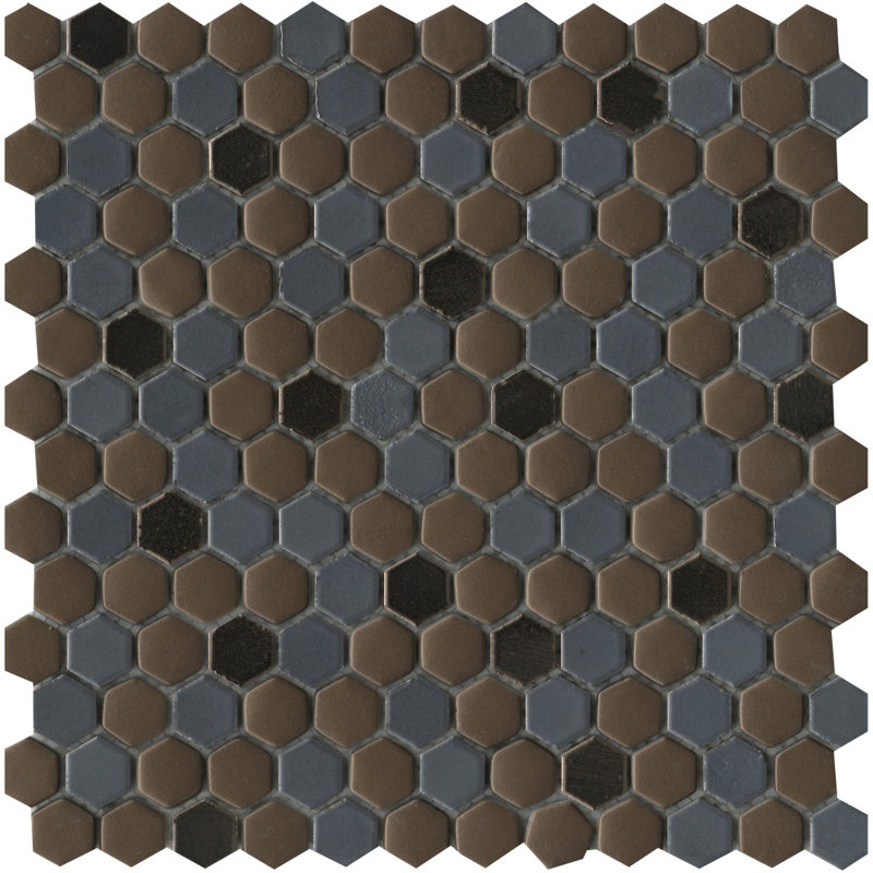 Confetti II™ 1" x 1" Beveled Glass Honeycomb Mosaic Wall & Floor Tile, Metal