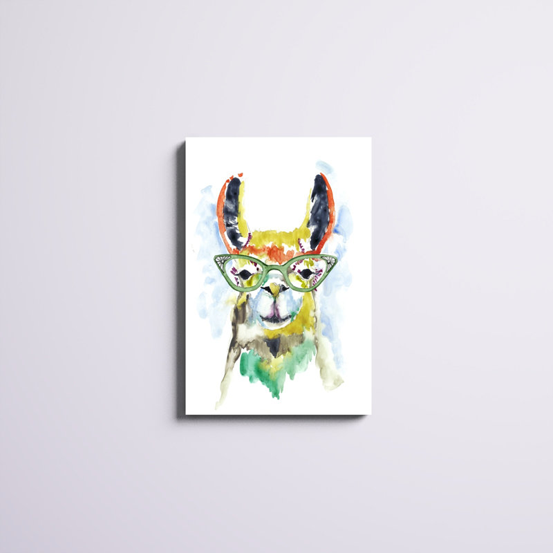 «Smarty-Pants Llama», peinture sur toile, H 30 po x l 20 po
