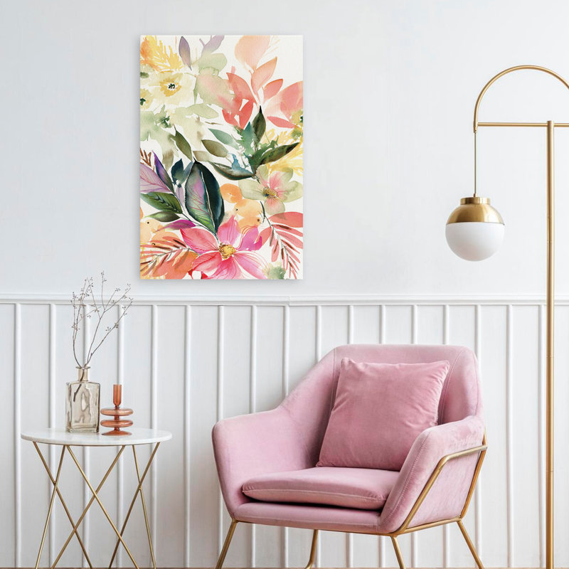 Jolie fleur pastel - art floral vert, H 24 po x l 16 po